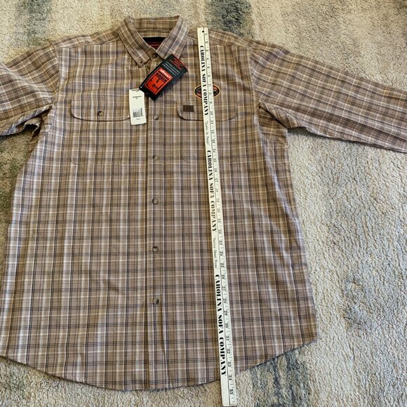 Wrangler Riggs Workwear Shirt Men's XL Tan Plaid Long Sleeve - Picture 8 of 14
